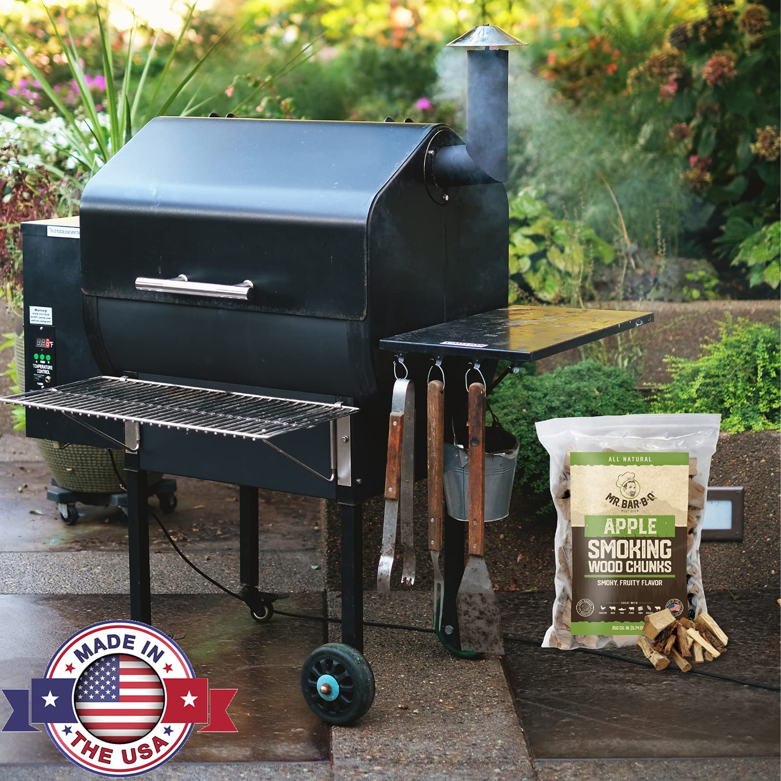 3.5 Lb. Bag Apple Wood Chunks by Mr. Bar-B-Q, Fruity Apple Flavor for Smoking, Outdoor Grilling, Backyard BBQ, Campfire, Wood Chunks for Smokers, Alternative for Charcoal Briquettes, Can be Use on Gas - Image 5
