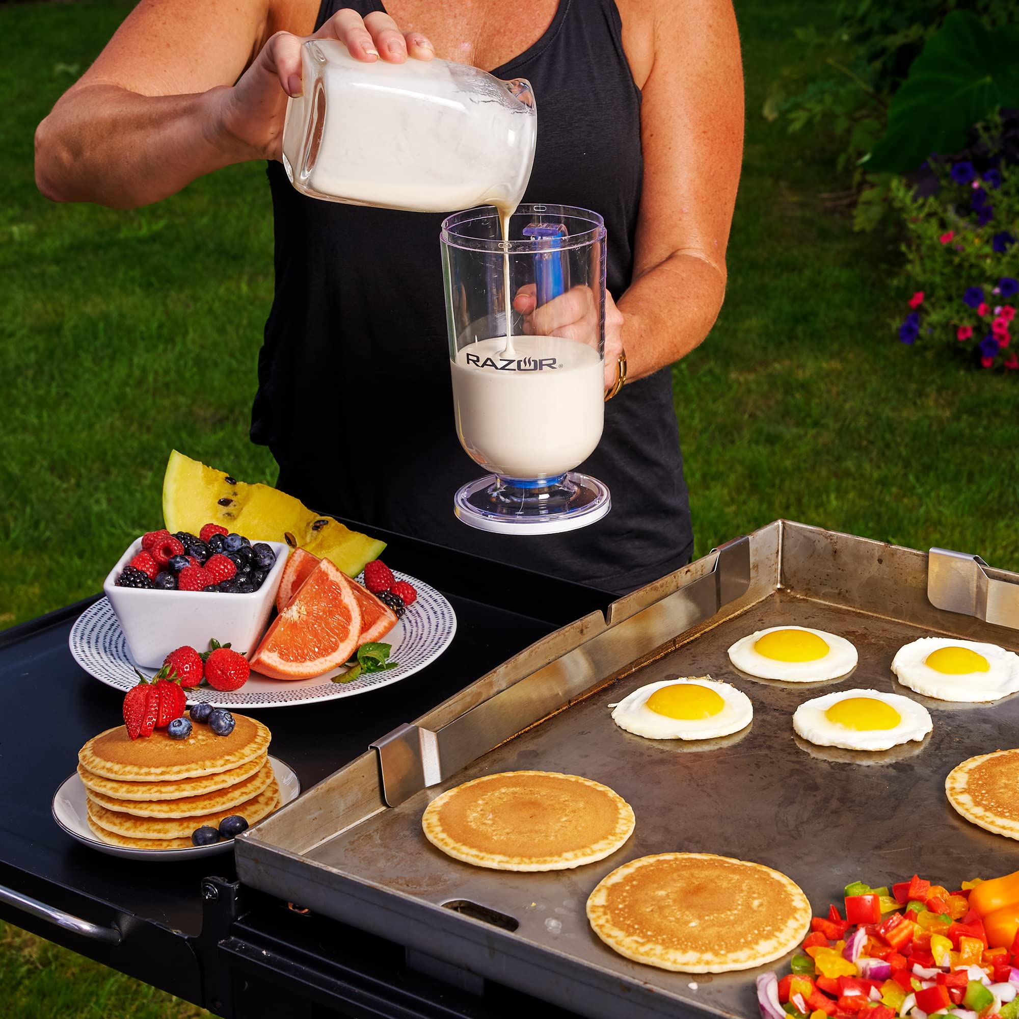 RAZOR Pancake Batter Dispenser, Pancakes & Waffles Batter Dispenser for Cakes, Muffins, Crepes, Cupcake for Baking, Cooking on Stovetop, Griddles, Prevents Drip, Easy Squeeze Trigger Handle Dispensers - Image 3